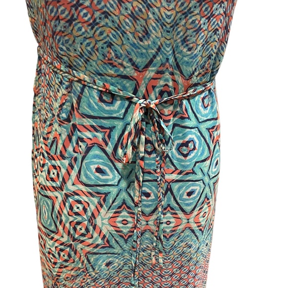 Charlie Paige abstract print spaghetti strap vacation summer maxi dress medium - Picture 5 of 15